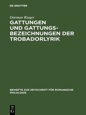 cover image of Gattungen und Gattungsbezeichnungen der Trobadorlyrik
